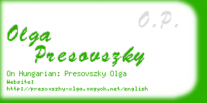 olga presovszky business card